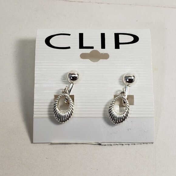 Women's Stunning Polished Silver tone Dainty Hoop Clip-on Drop Earrings, 1-inch - Picture 5 of 8